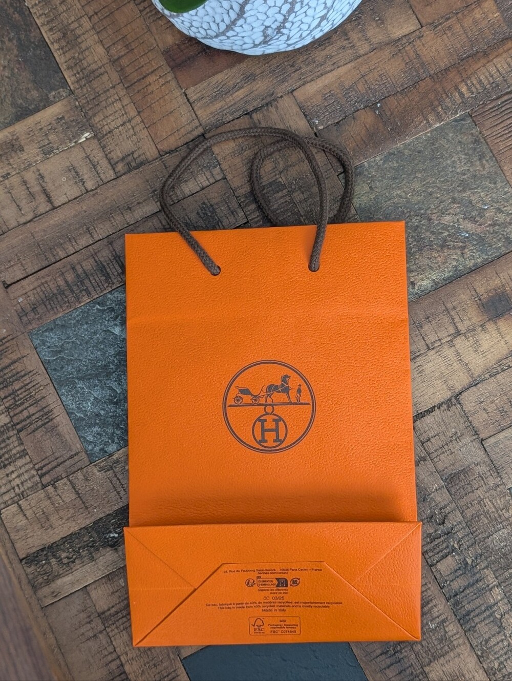 HERMES  Authentic Orange Shopping/Gift Bag